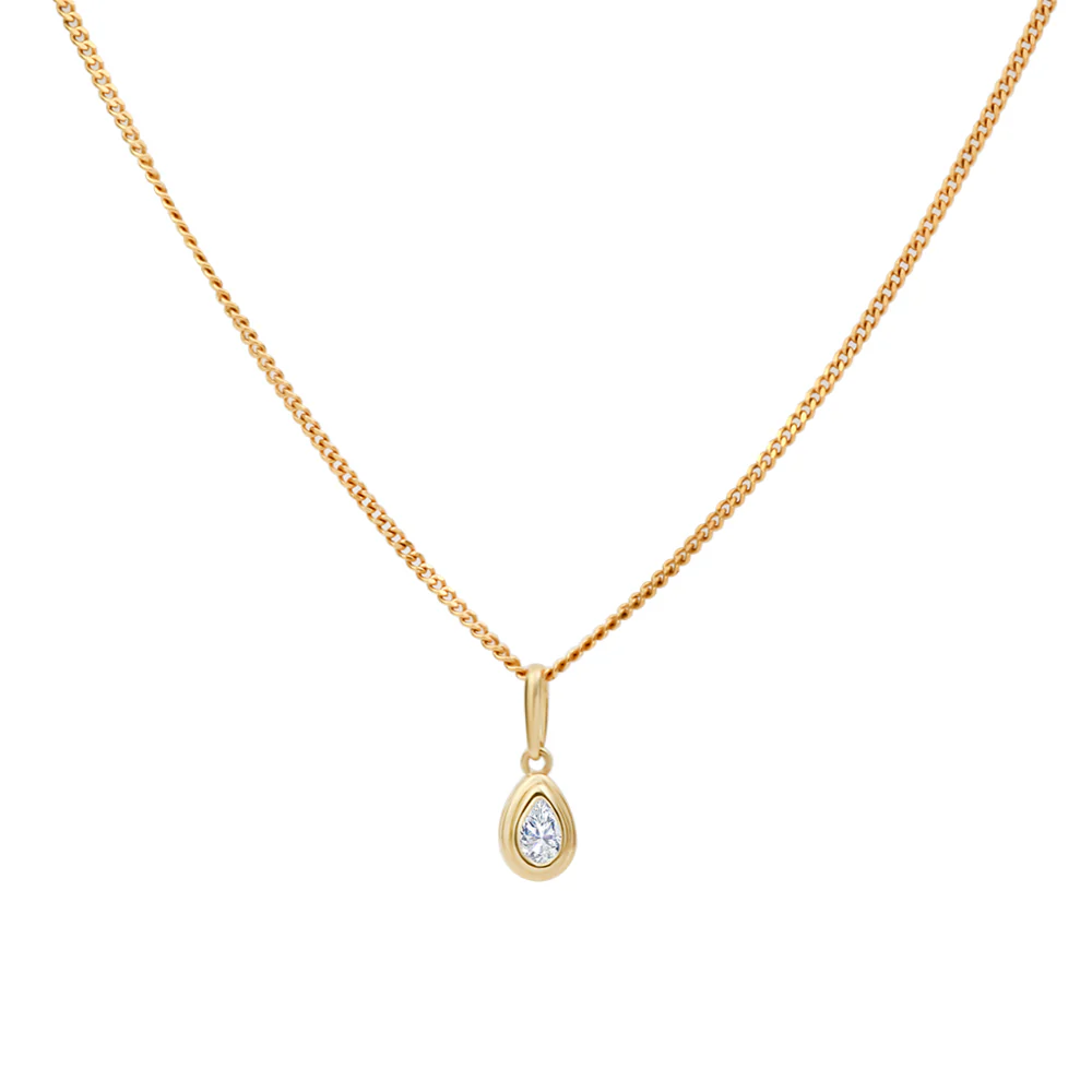 Pear Shaped Cubic Zirconia Bezel Set Necklace