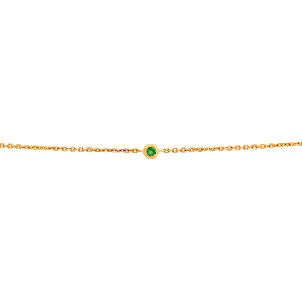 Bezel Set Emerald Bracelet - Yellow Gold