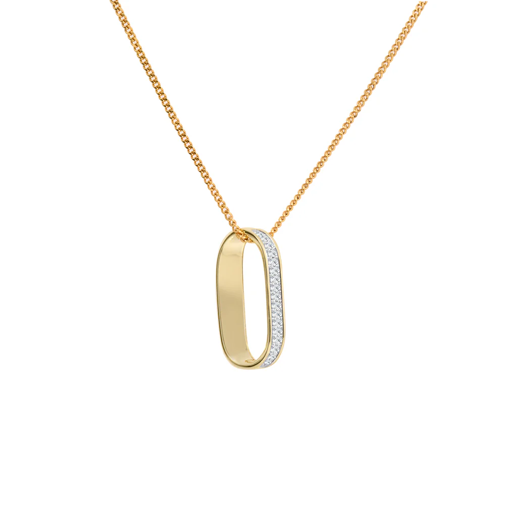 Oblong Diamond Necklace 0.08ct TDW - Yellow Gold