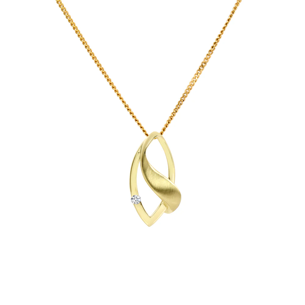 Diamond 'Leaf' Necklace 0.04ct TDW - Yellow Gold