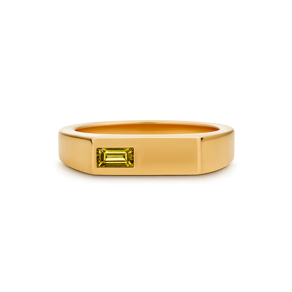 Parti Sapphire Signet Ring - Yellow Gold