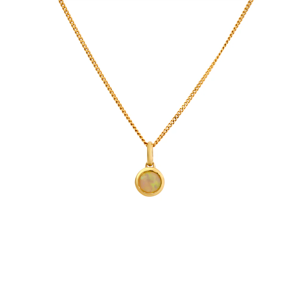 Solid White Opal Necklace - Yellow Gold