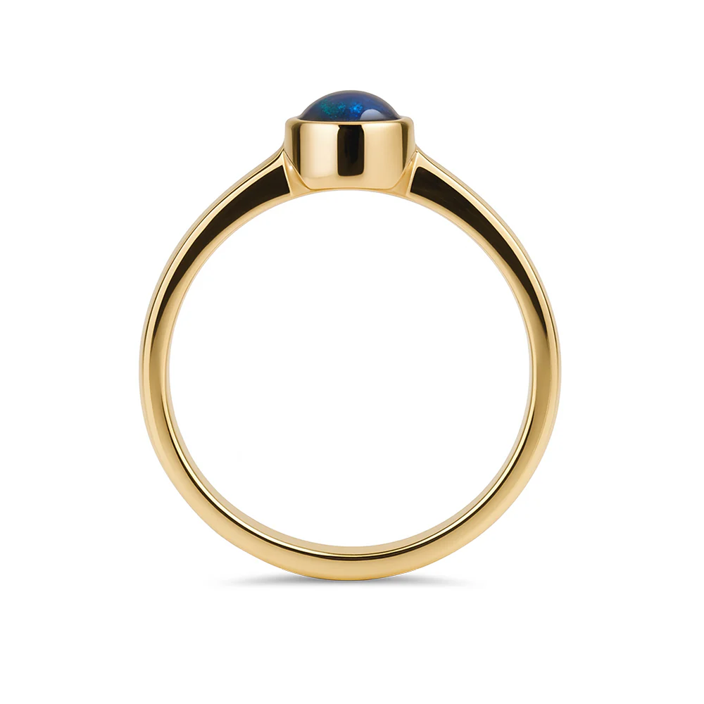 9CT YELLOW GOLD WITH 8X5MM PEAR SHAPED OPAL TRIPLET RING. SIZE N - Image 2