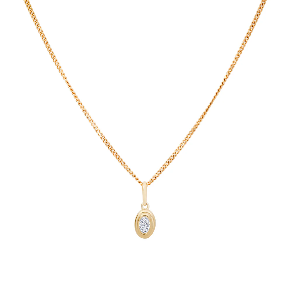 Oval Cubic Zirconia Bezel Set Necklace