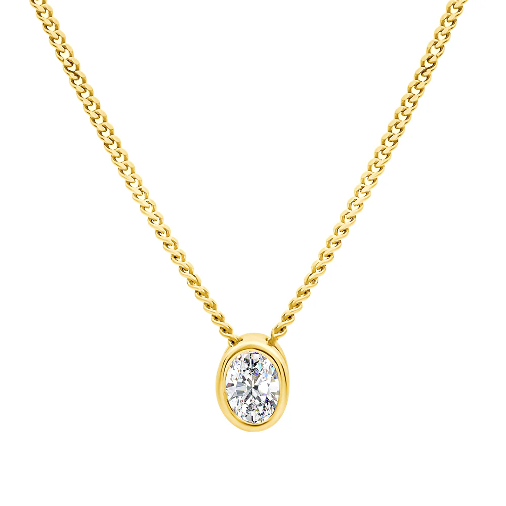 Lab Grown Oval Cut Bezel Set Slider Necklace