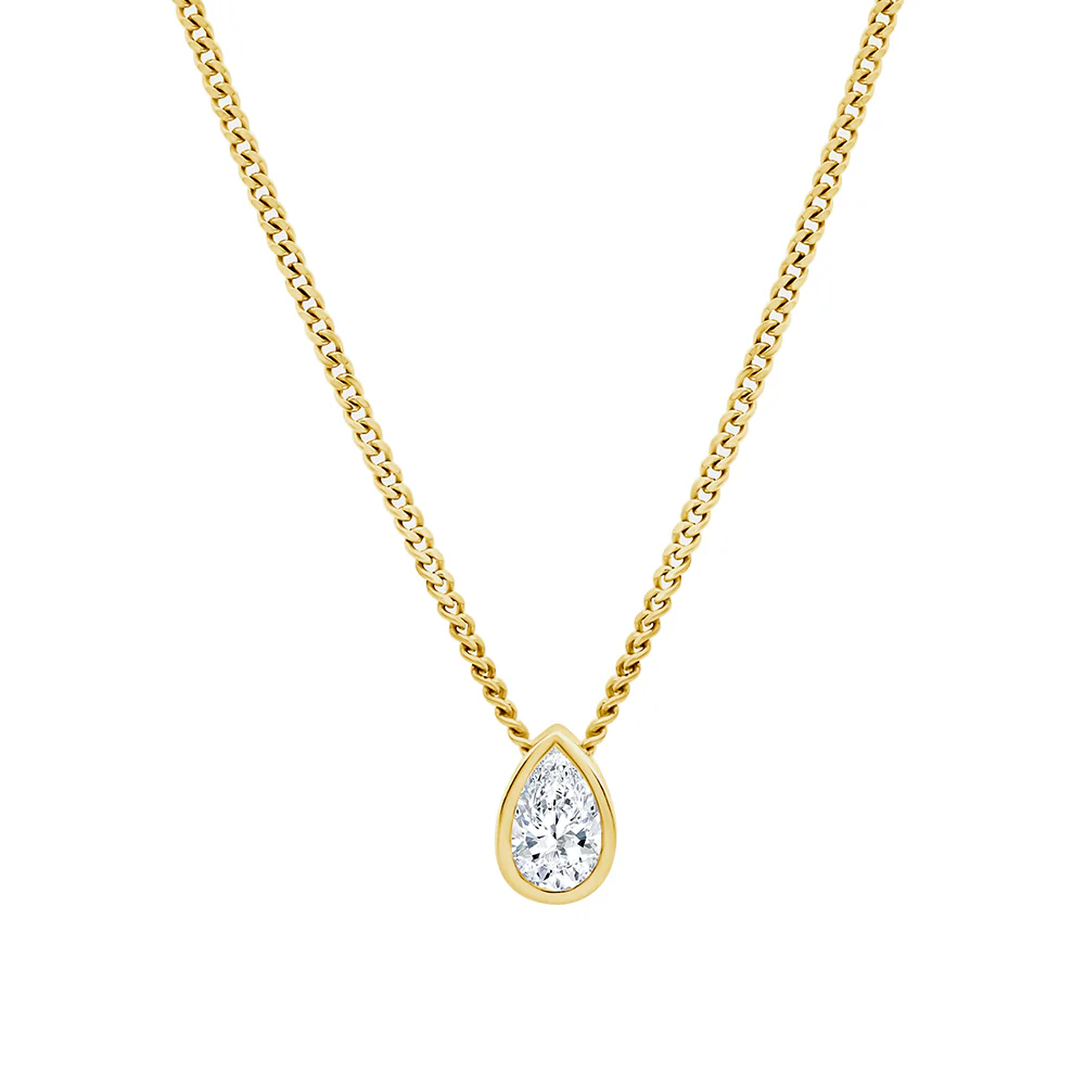 Lab Grown Pear Cut Bezel Set Slider Necklace
