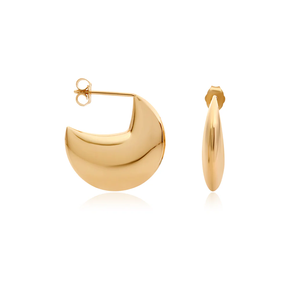Yellow gold 3/4 Circle Earrings