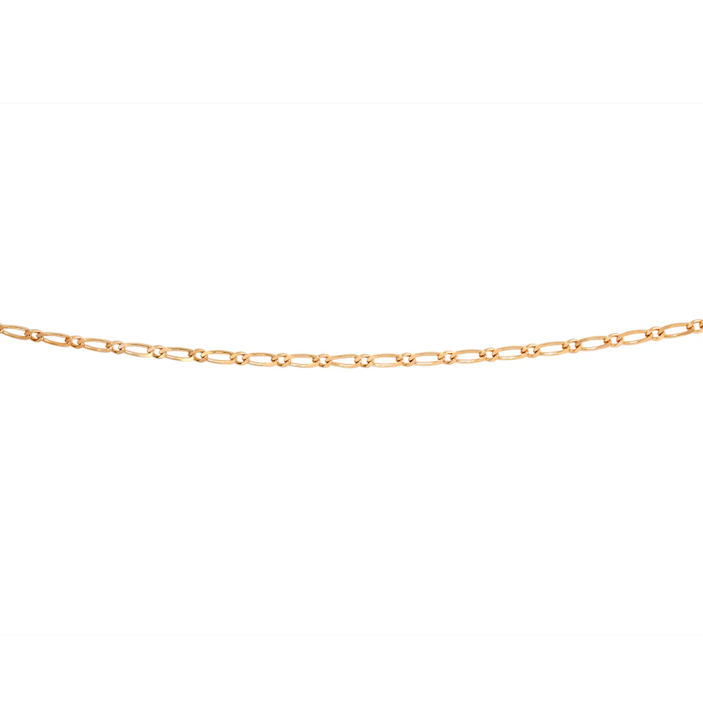 9CT YG FIGARO 1+1 DIA CUT 2.1MM PARROT CLASP 19CM