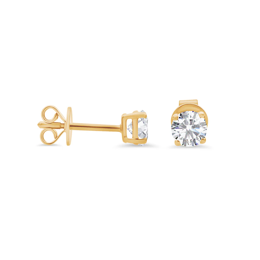 Round Brilliant Cut Solitaire lab grown Diamond Stud Earrings 0.70ct TDW