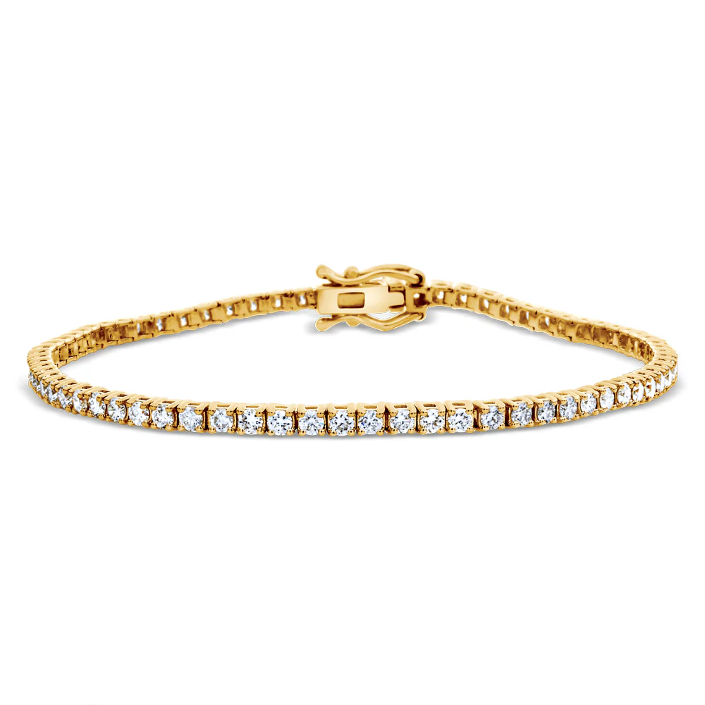 Lab Grown Diamond Tennis Bracelet 3ct -Yellow Gold