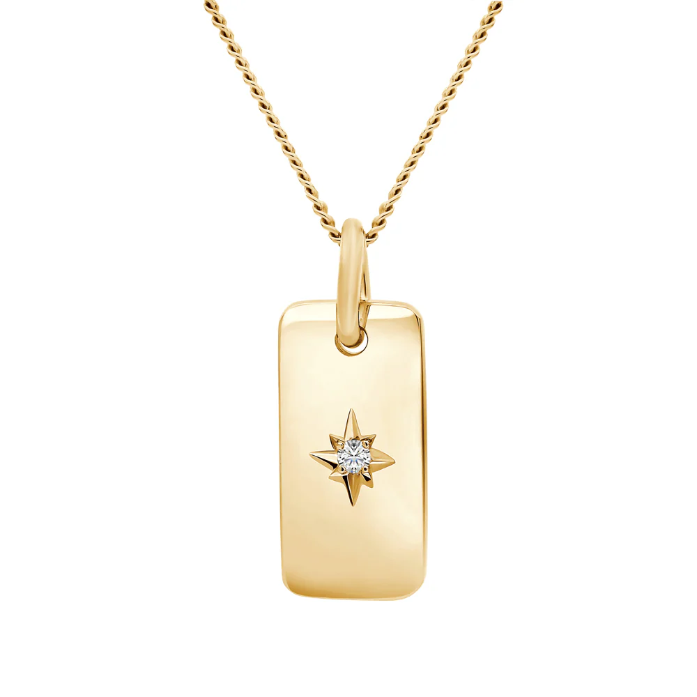 Star Set Oblong Pendant Necklace