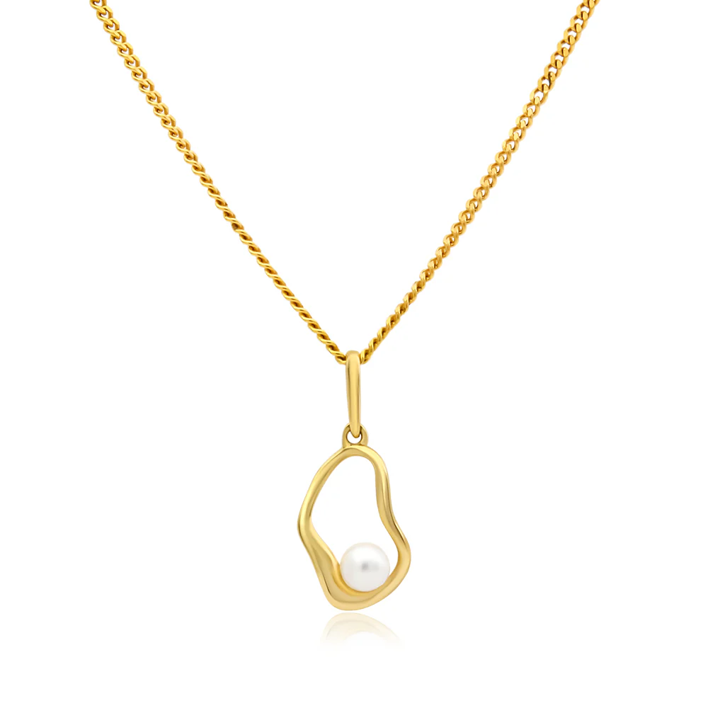 Free Form Gold & Pearl Necklace
