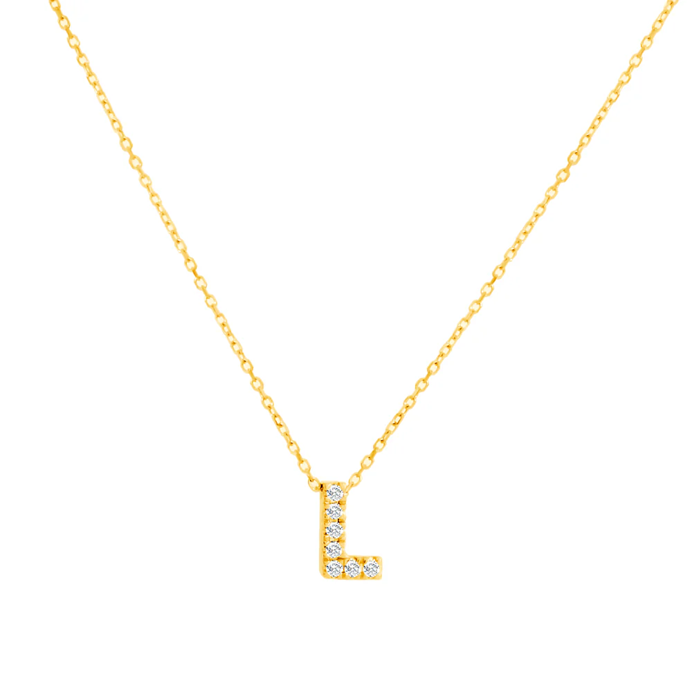 Initial Letter 'L' Mined Diamond Slider Necklace