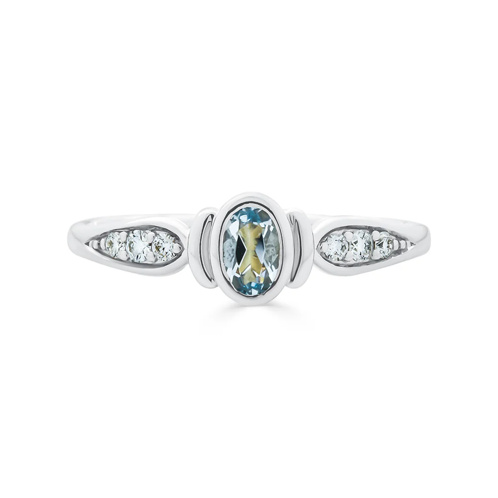 Aquamarine & Diamond Ring