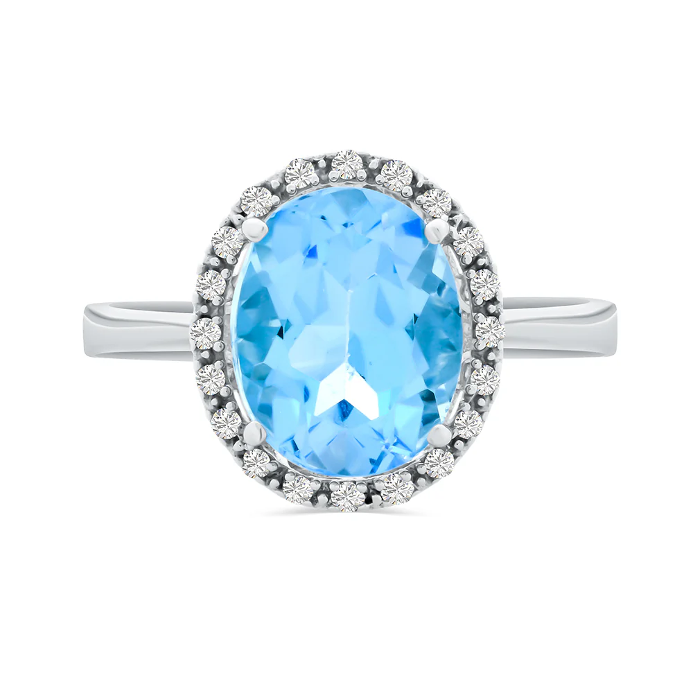 Blue Topaz & Diamond Ring