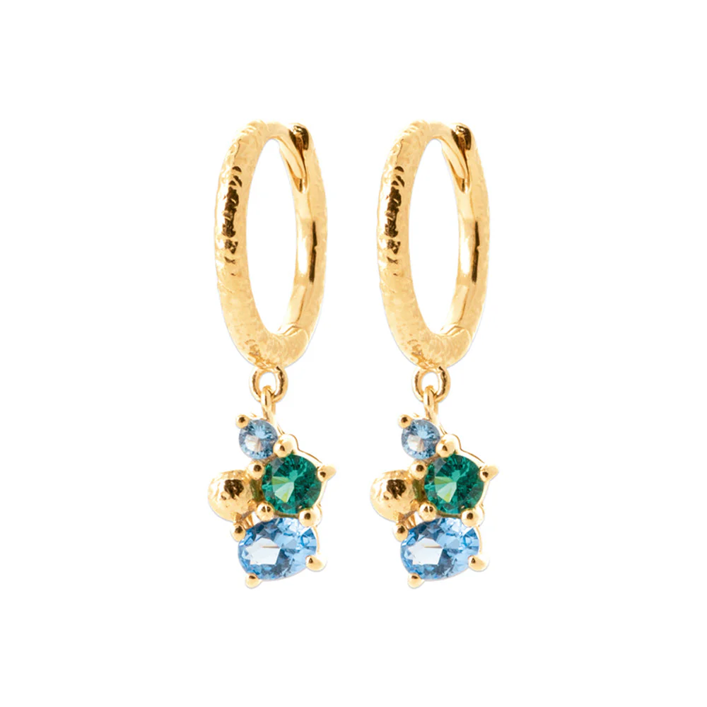 Bobbi Grace Blue & Green Huggie Earrings