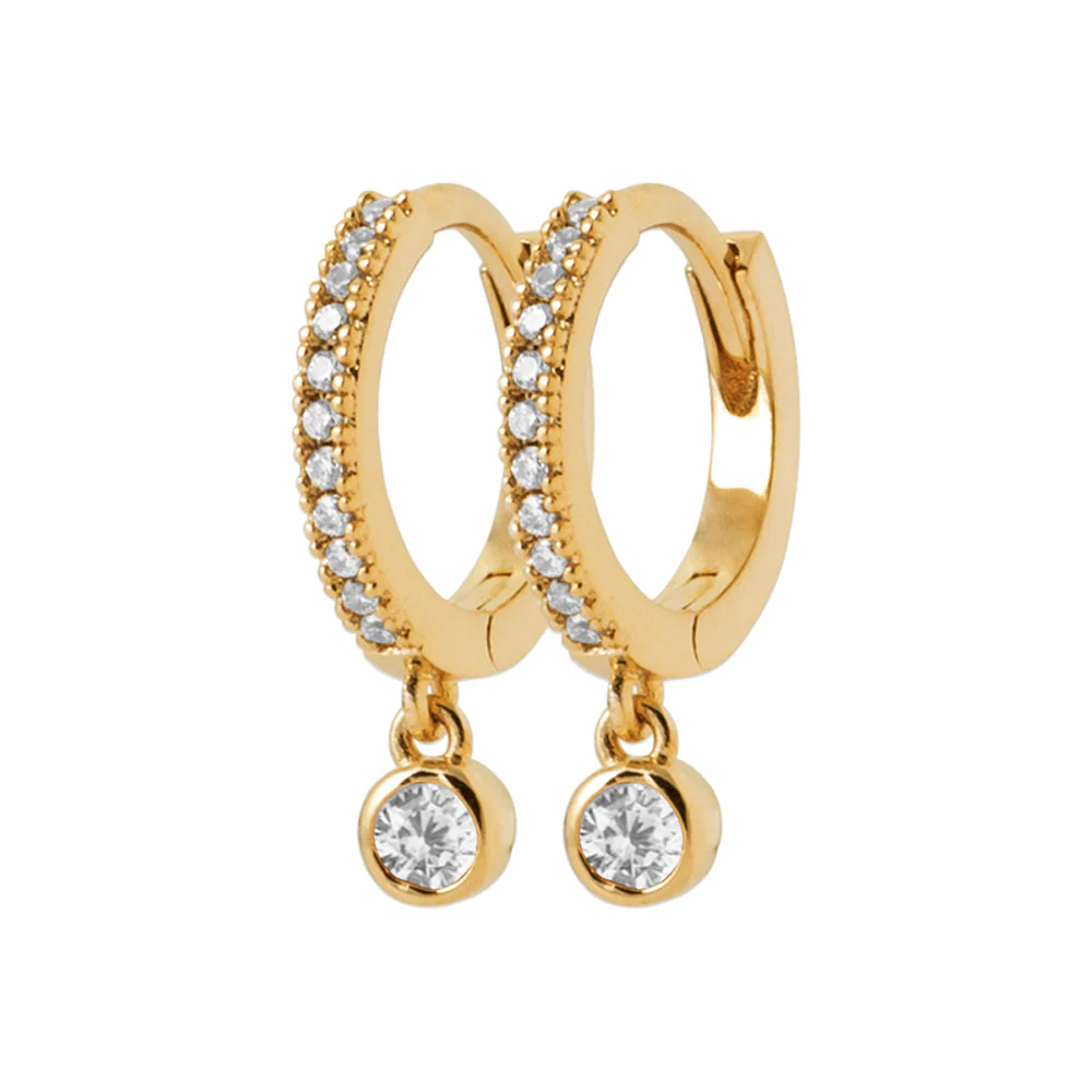 Bobbi Grace - Cubic Zirconia Drop Huggie Earrings