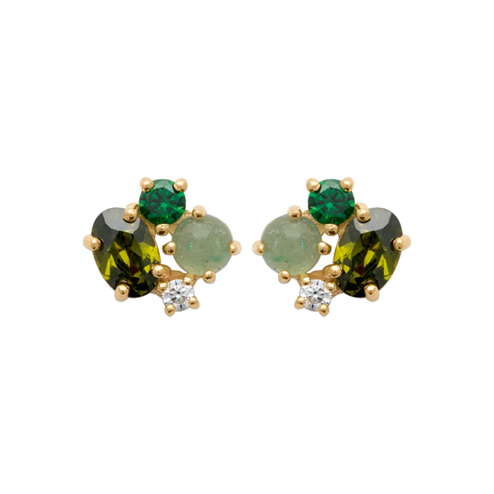 Bobbi Grace- Green Stone Stud Earrings
