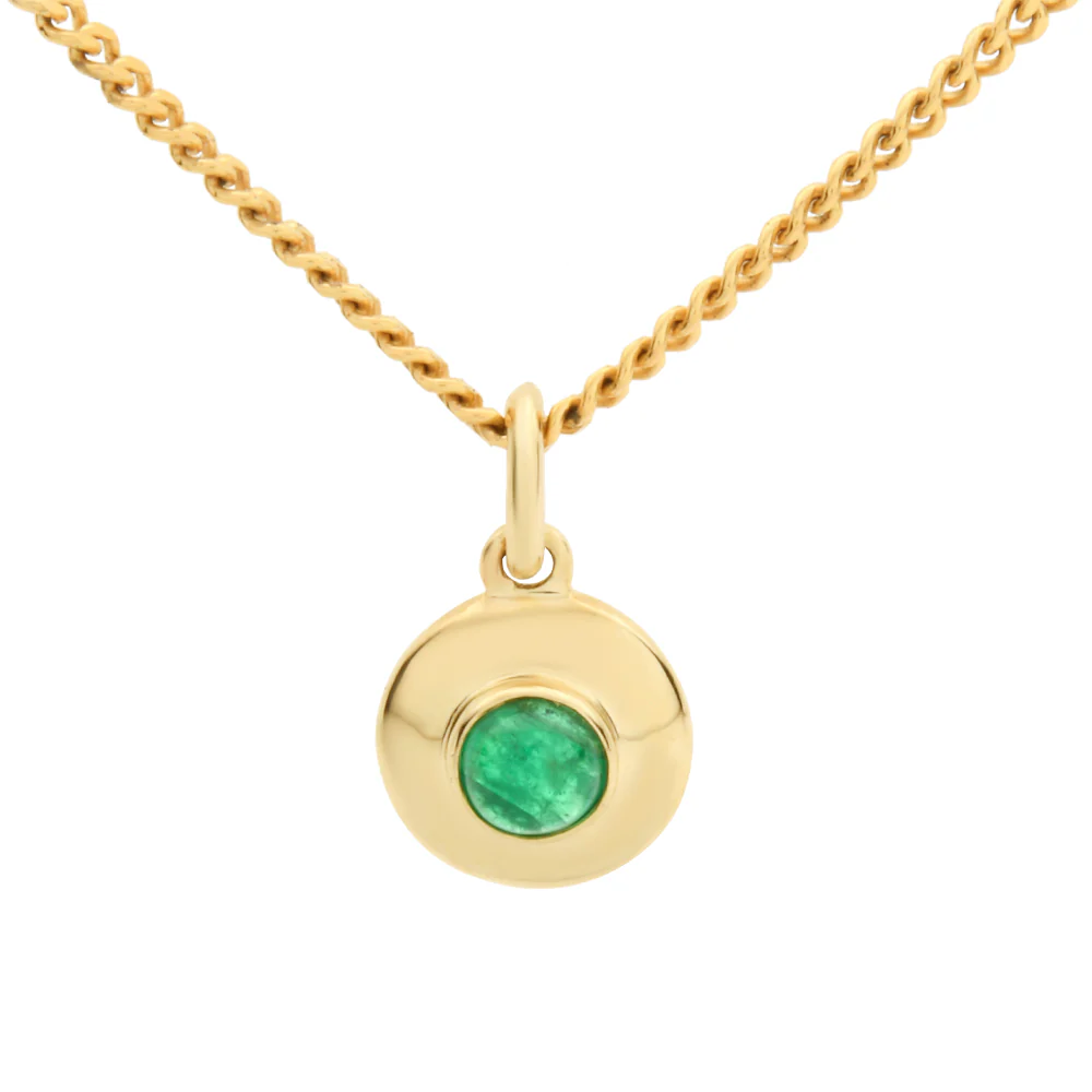 Cabochon Cut Bezel Set Emerald Pendant Necklace