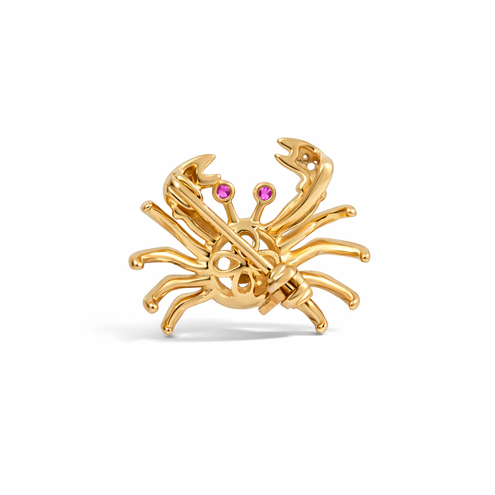 Crab Pearl & Cubic Zirconia Brooch - Gold Plated - Image 2