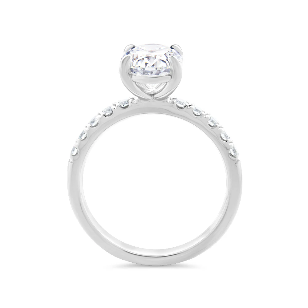 Oval Cut Lab Grown Diamond Solitaire Ring with Shoulder Diamonds 2.25ct TDW - Image 2