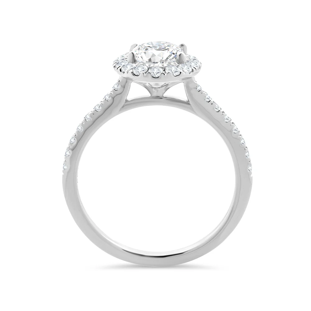 Oval Halo Lab Grown Diamond Ring with Shoulder Stones 1.47ct - Image 2