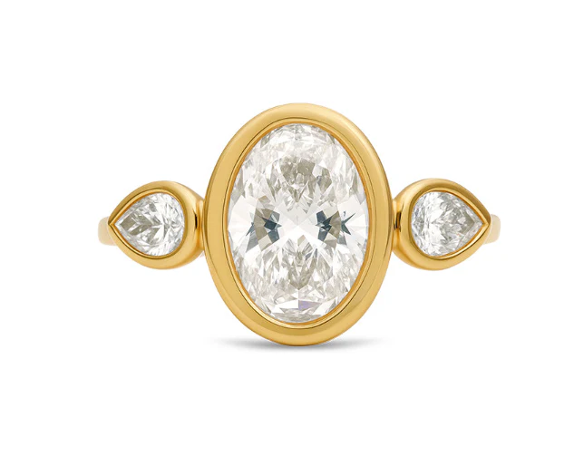 Oval & Pear Cut Lab Grown Diamond Ring 2.5ct TDW - Yellow Gold
