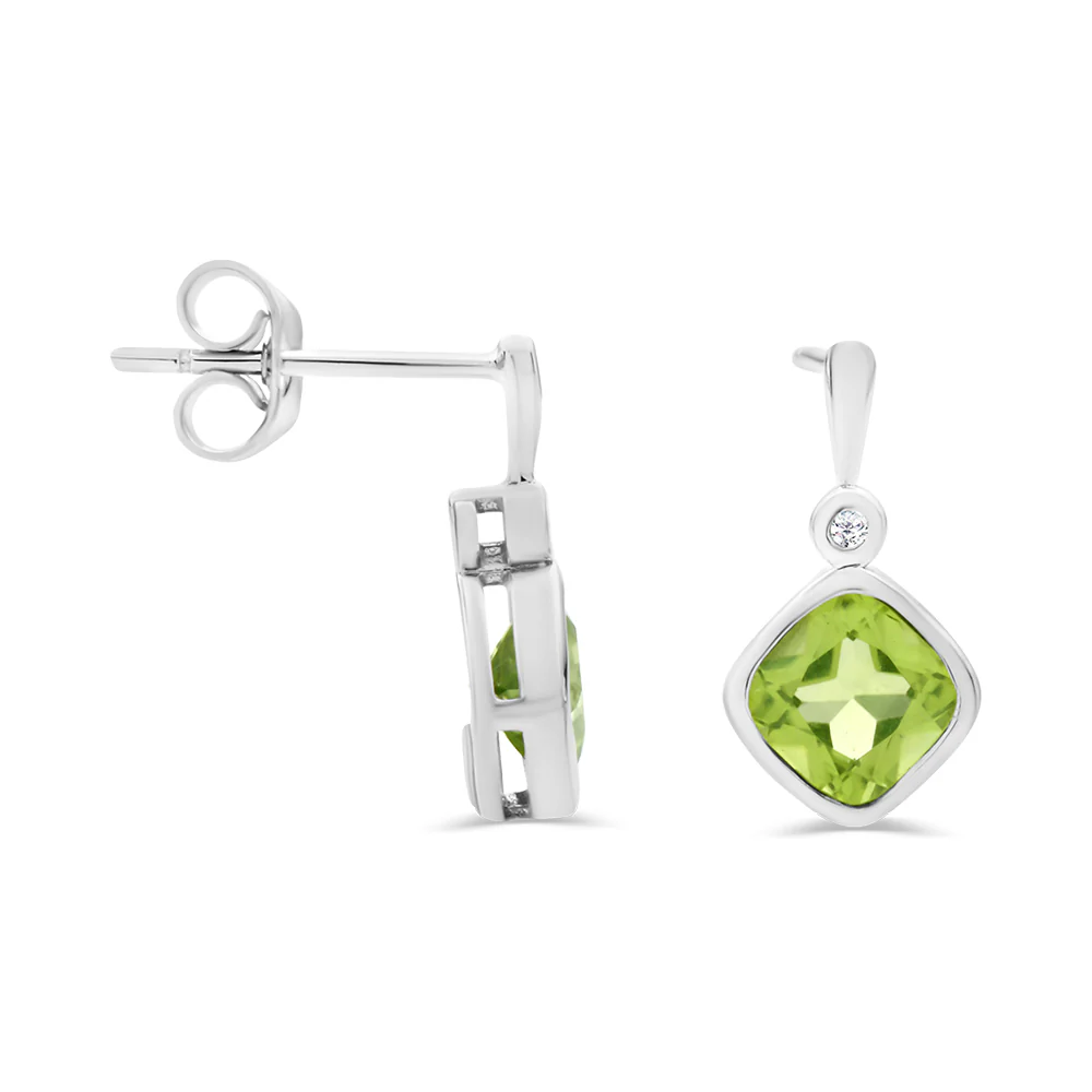 Peridot & Diamond Stud Earrings
