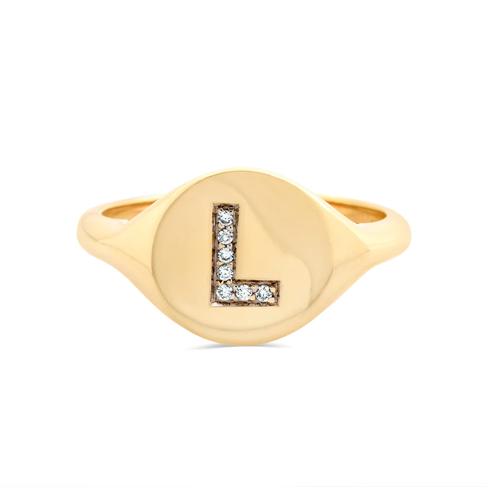 Personalised Diamond Initial Signet Ring - Image 2