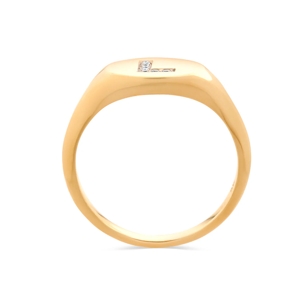 Personalised Diamond Initial Signet Ring - Image 3