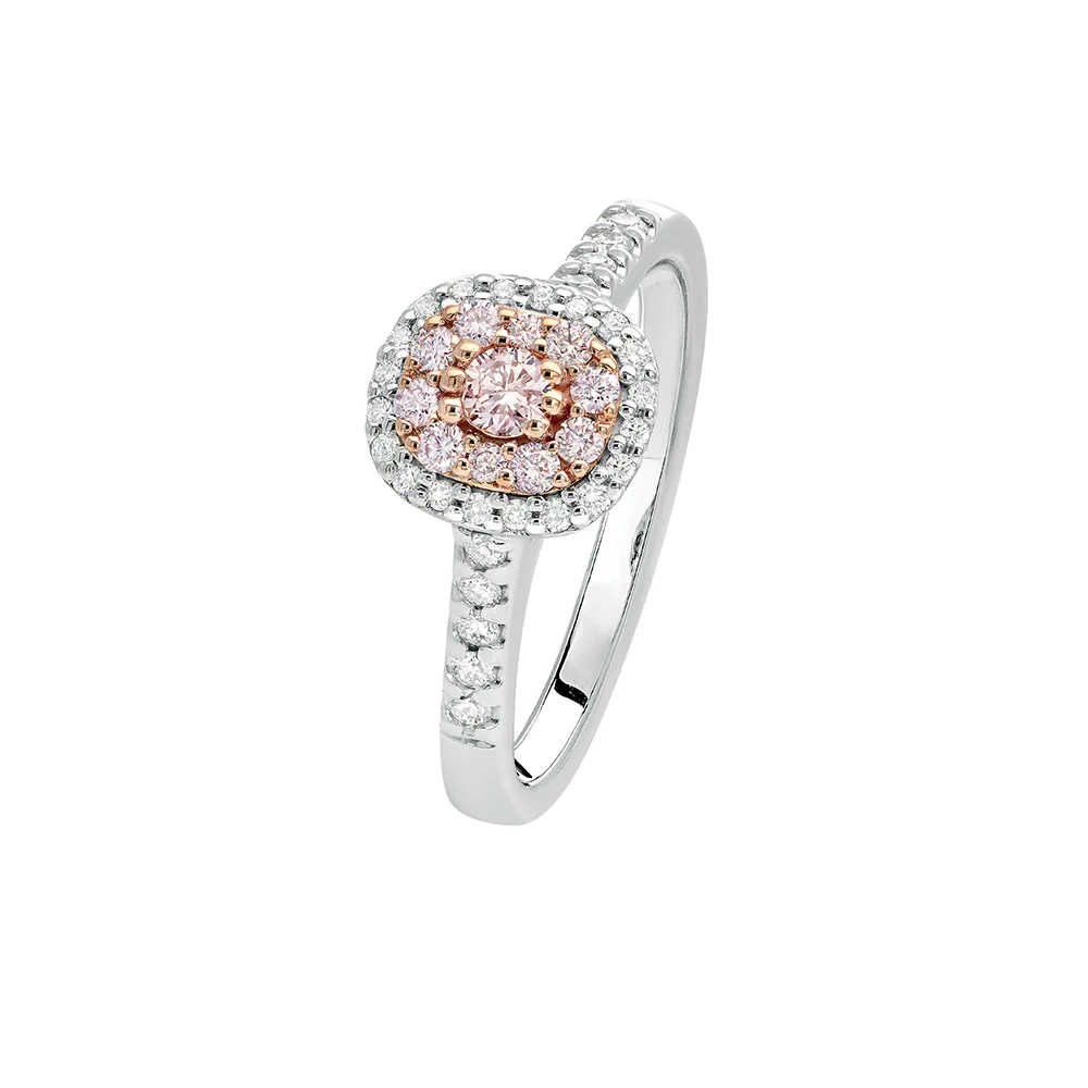 18CT R/WG ARGYLE BLUSH MIA DIA RING.43CT TDW G-FLP SI