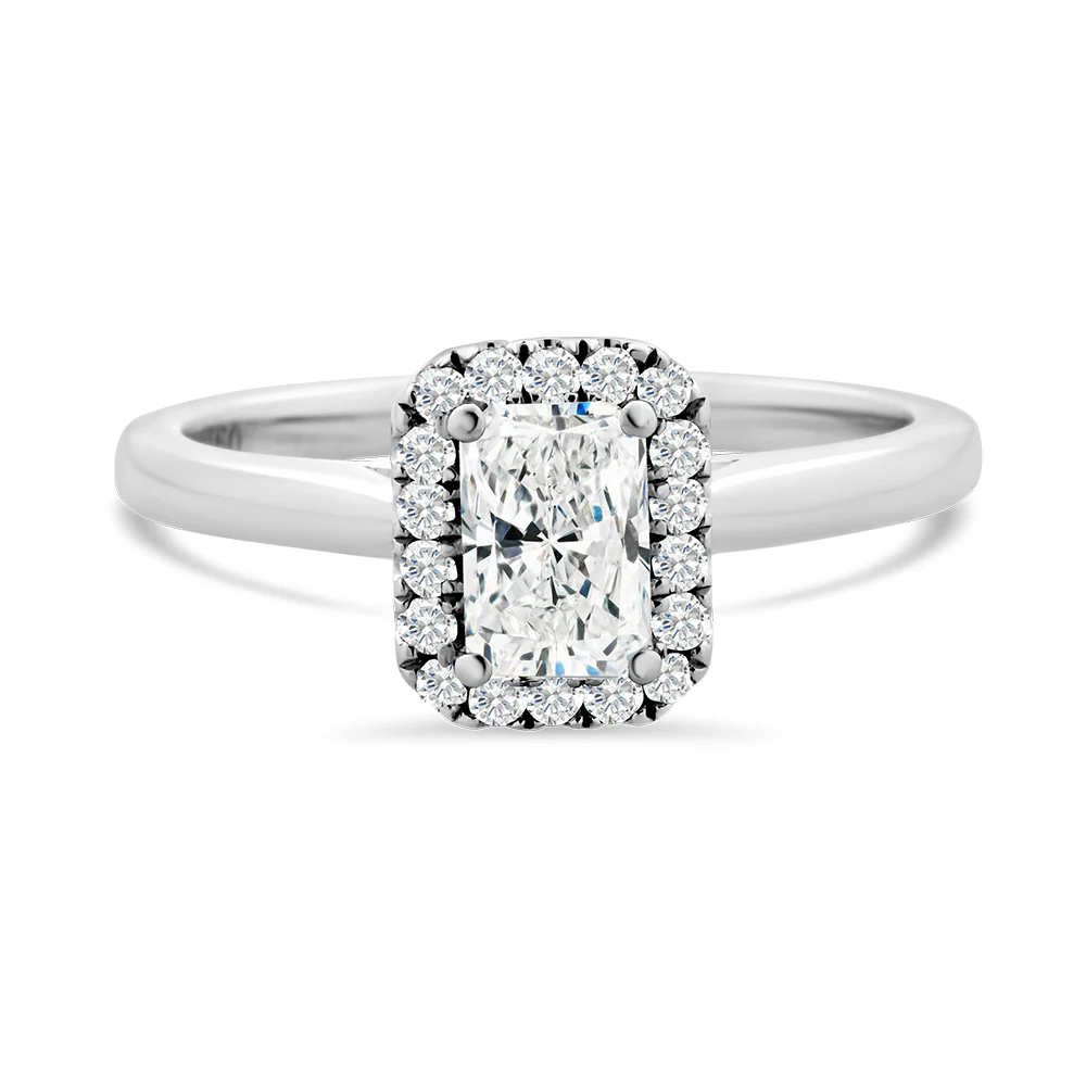 Radiant Cut Halo Diamond Ring 0.65ct TDW