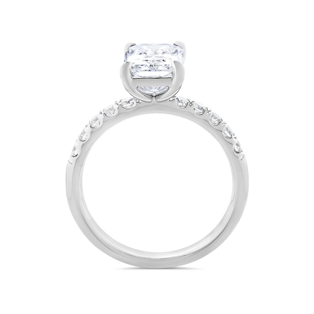 Radiant Cut Solitaire Lab Grown Diamond Ring with Shoulder Diamonds 2.25ct TDW - Image 2