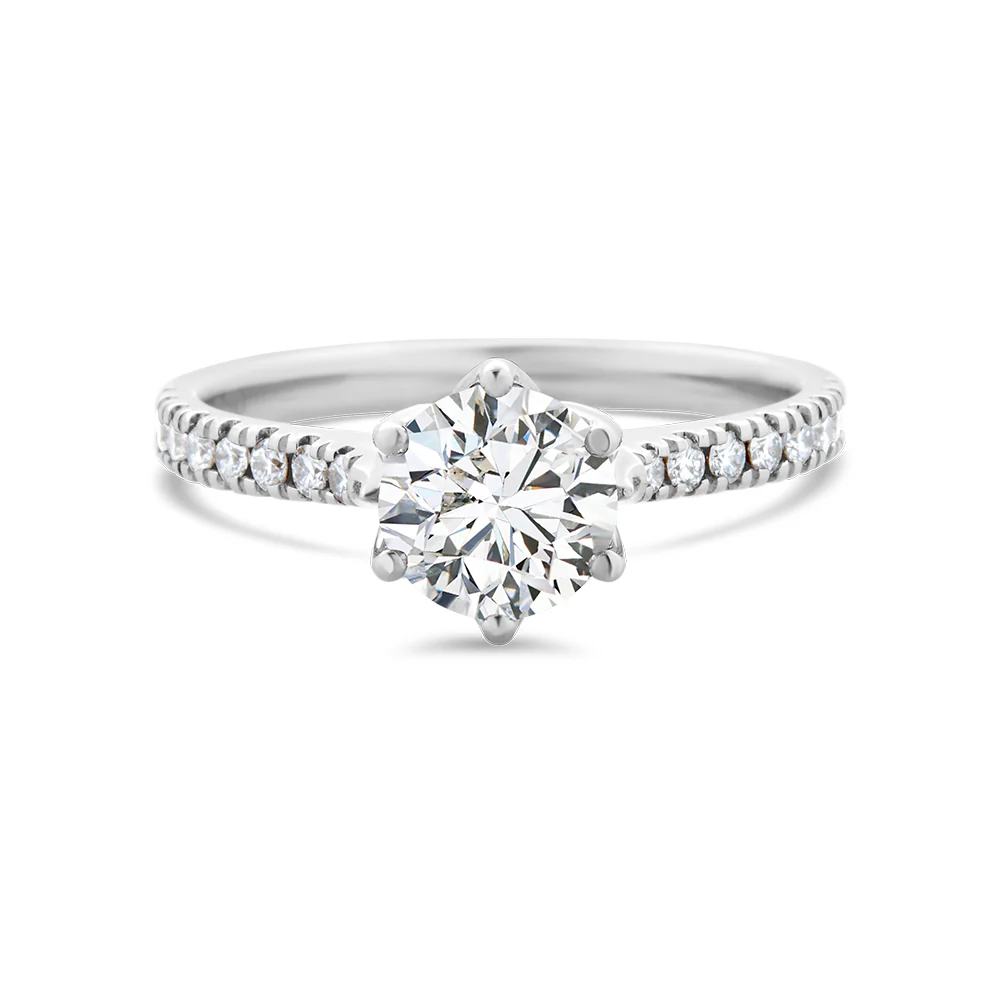 Round Brilliant Cut Lab Grown Diamond Ring With Shoulder Diamonds 1.25ct TDW