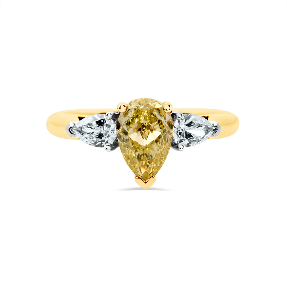 Yellow Diamond Trilogy Pear Ring