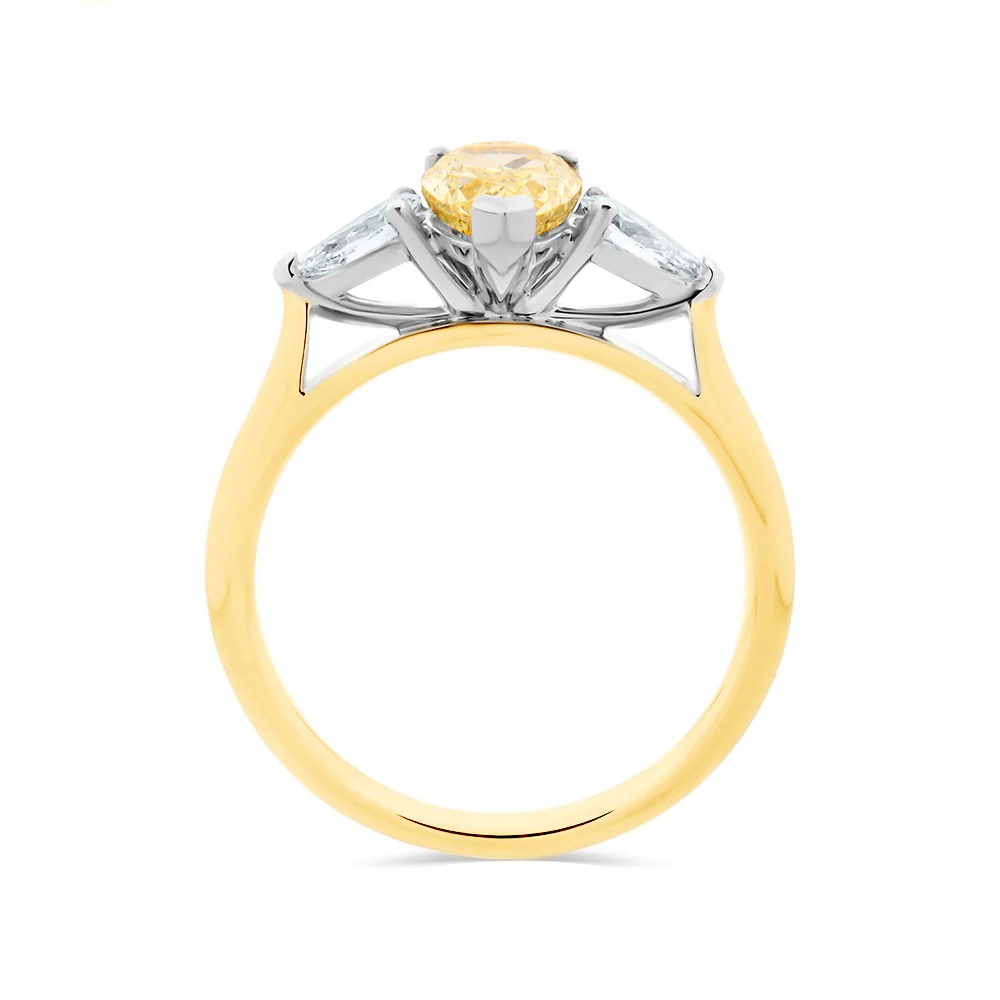 Yellow Diamond Trilogy Pear Ring - Image 2