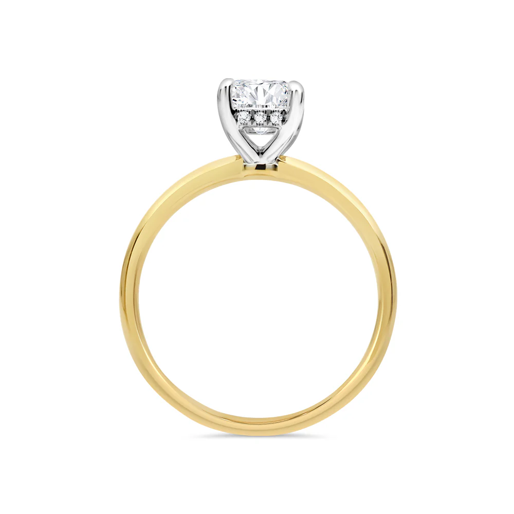 Yellow Gold Emerald Cut Lab Grown Diamond Solitaire With Hidden Halo - Image 2